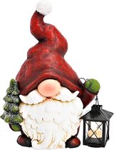 Kerst - Kerstdecoratie - Kerstdagen - Kabouter / Wichtel met metalen lantaarntje