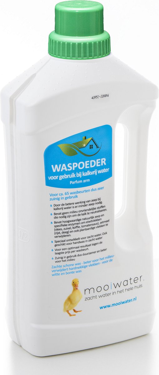 Mooiwater Waspoeder voor kalkvrij water - Waspoeder - 65 wasbeurten - Parfumarm - zeer zuinig in gebruik