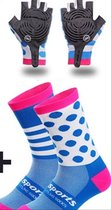 Set fietshandschoenen met 1 paar sokken blauw - zomer - one size