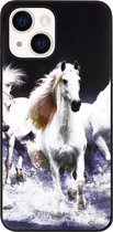ADEL Siliconen Back Cover Softcase Hoesje Geschikt voor iPhone 14 - Paarden