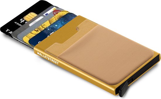 Walletstreet Uitschuifbare Pasjeshouder DS2 Plus - Walletstreet Aluminium Creditcardhouder Card Protector Anti-Skim/ RFID Card Protector 8 Pasjes – Geel/Yellow