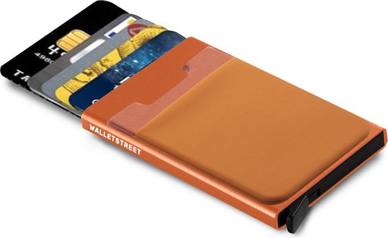 Walletstreet Uitschuifbare Pasjeshouder DS2 Plus - Walletstreet Aluminium Creditcardhouder Card Protector Anti-Skim/ RFID Card Protector 8 Pasjes – Oranje/Orange
