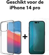 iPhone 14 pro hoesje siliconen hoesje back cover + 1x screen protector - doorzichtig hoesje iPhone 14 pro achterkant
