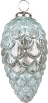 Clayre & Eef Kerstbal Ø 8 cm Turquoise Glas Metaal Kerstdecoratie
