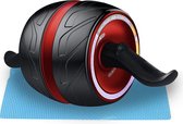 MJ Sports Premium Double Ab Wheel Roller Inclusief Kniematje en Handleiding - Buikspiertrainer - Buikspierwiel om Core te Versterken - Buikspieren - Fitness - Trainingswiel - Rood