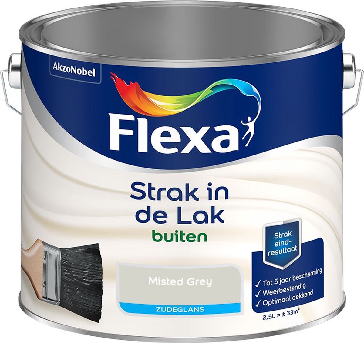 Flexa Strak in de Lak - Buitenlak - Zijdeglans - Misted Grey - 2,5 liter
