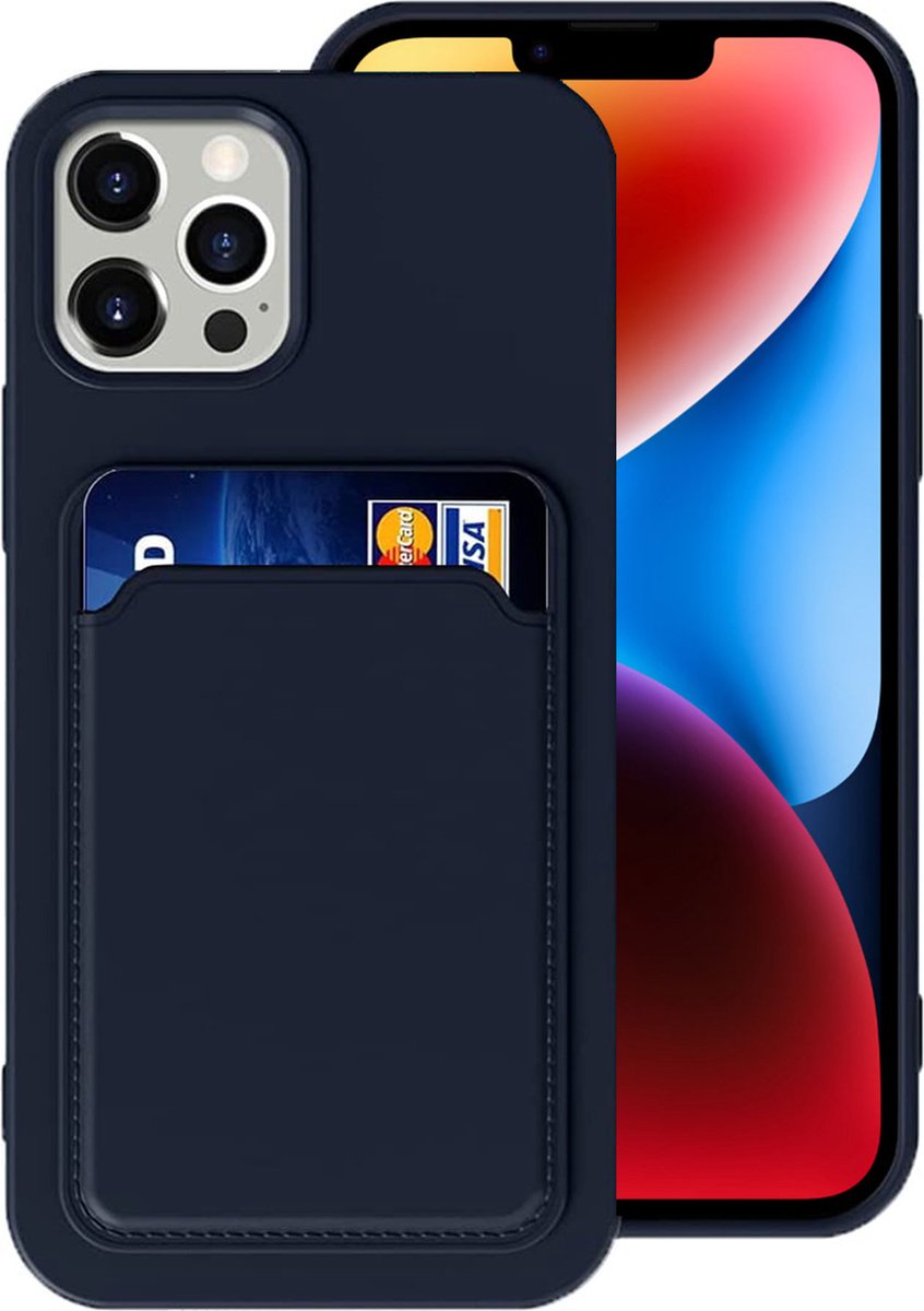 Geschikt voor iPhone 14 Pasjes houder Hoesje Case - Portemonnee Hoesje Cover - Blauw