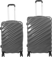 Kofferset 2 delig - Reiskoffers met TSA slot en op wielen - Messina - Antraciet - S + M - Travelsuitcase