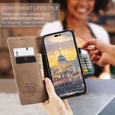 CASEME Geschikt Voor iPhone 14 Pro Max Retro Wallet Case - Brown