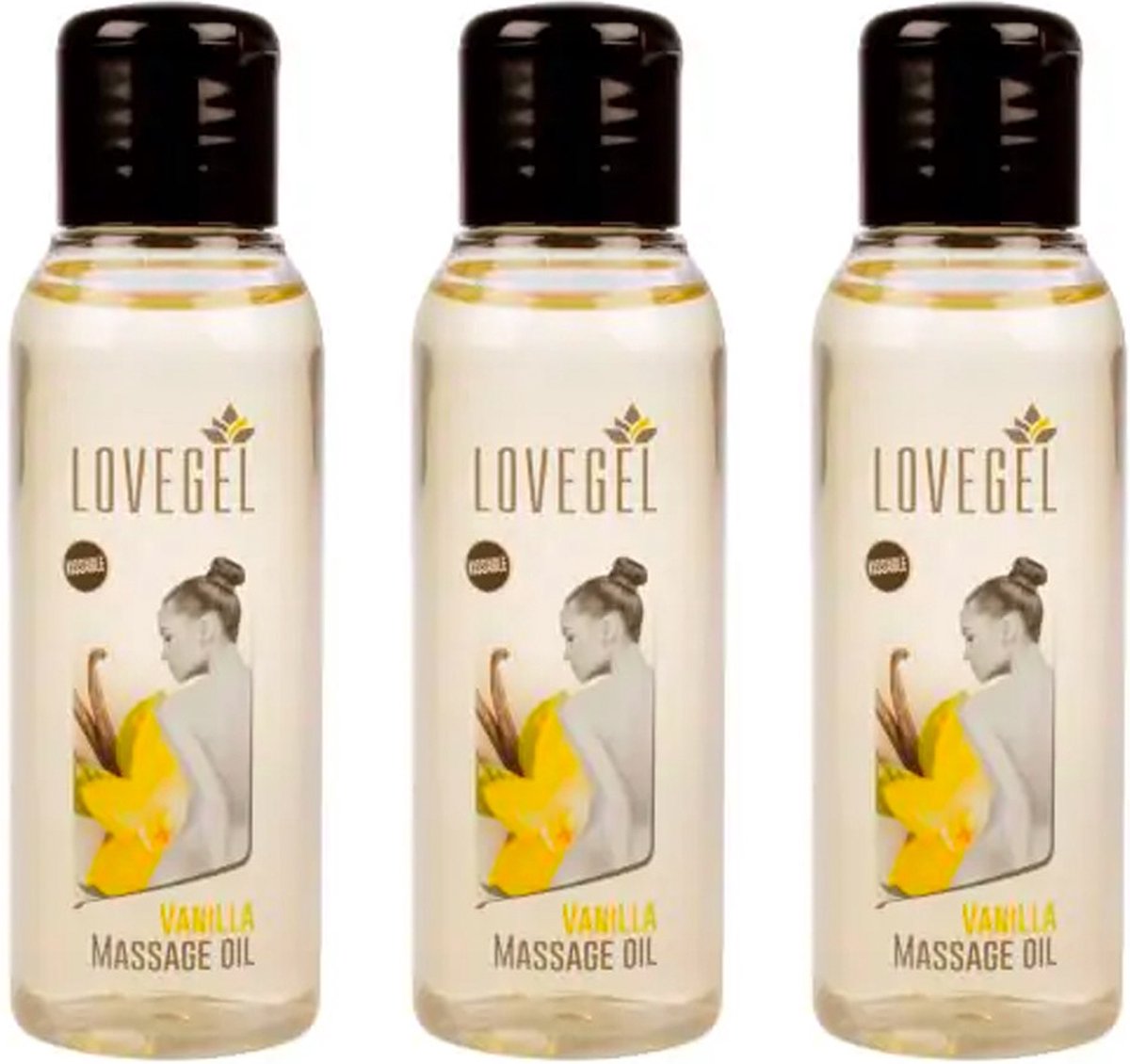 Goedkoopste Lovegel - Erotisch massage olie - Vanille - 100 ml - 3 Stuks