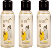 Lovegel - Erotisch massage olie - Vanille - 100 ml - 3 Stuks