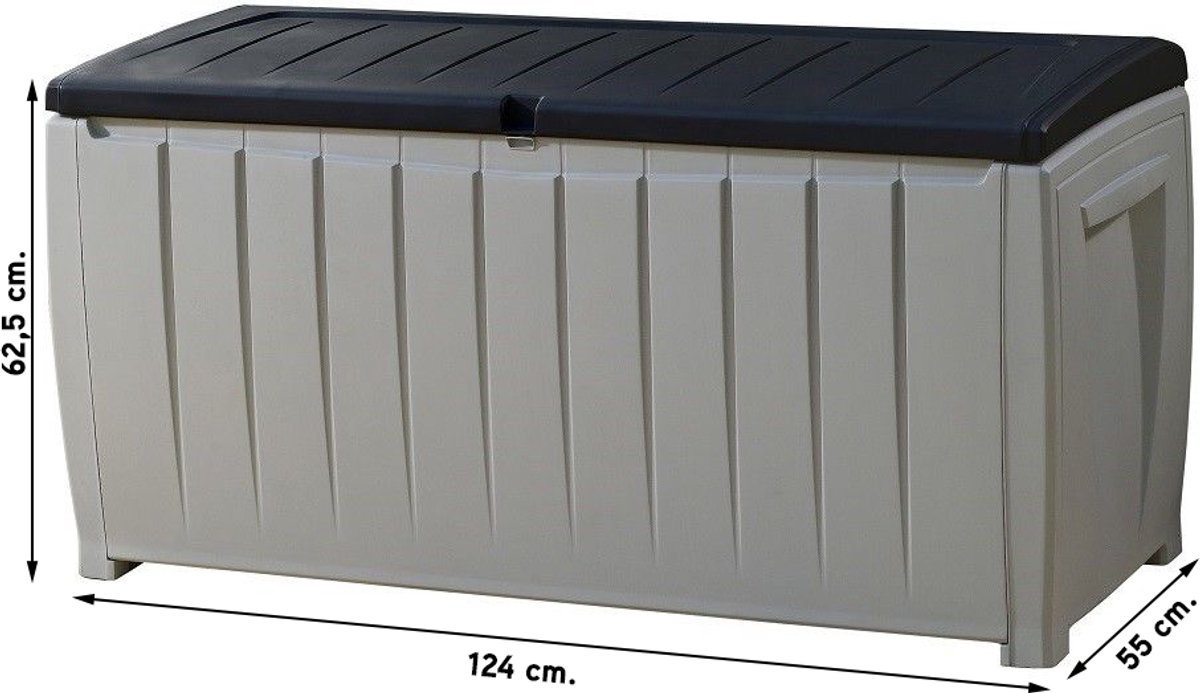 Keter Novel Coffre de rangement - 340L - 124x55x62.5cm - Gris