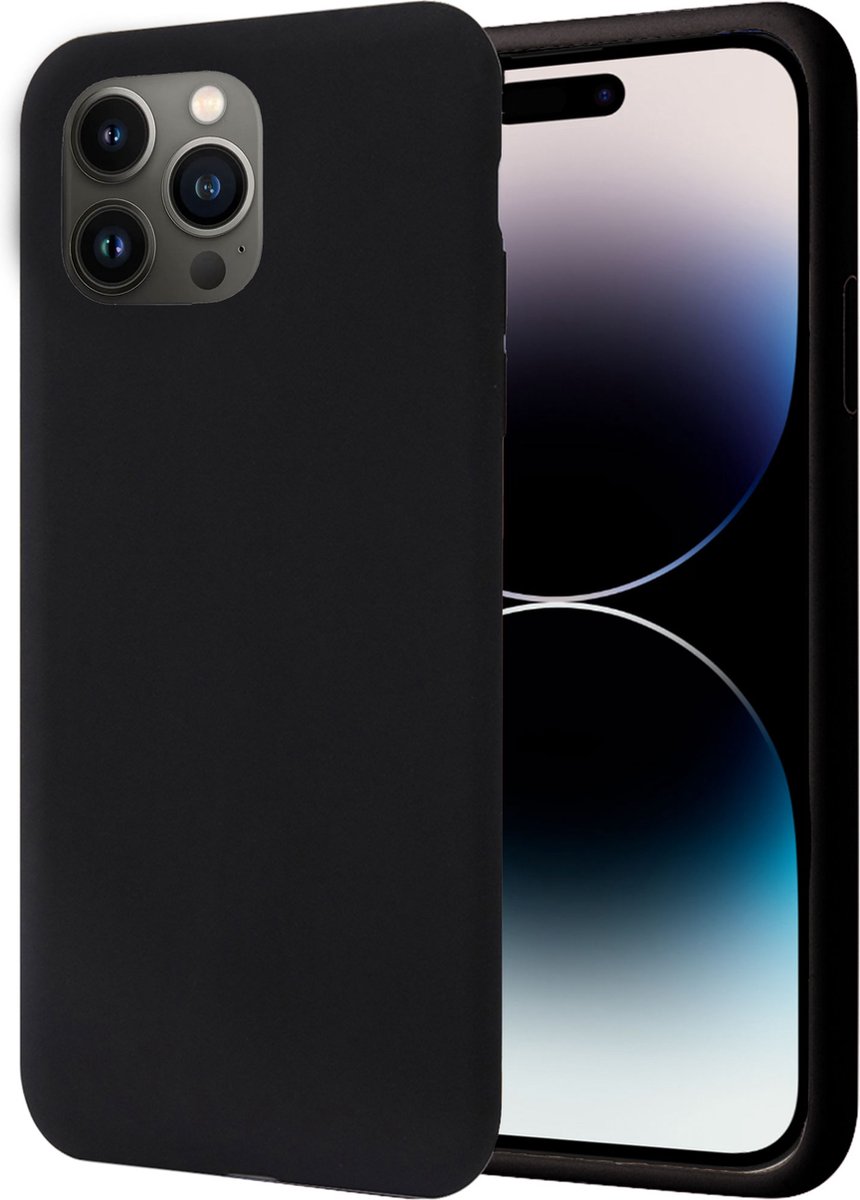 Hoesje geschikt voor iPhone 14 Pro - Liquid Back Case Cover Zwart