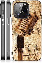 Siliconen Hoesje met Naam iPhone 14 Pro Telefoon Hoesje met Zwarte rand Bladmuziek