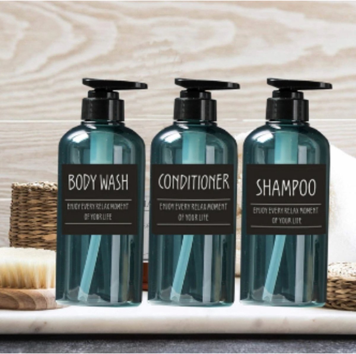 LUXE - 3 in 1 Shampoo dispenser set - Zeepdispenser voor Badkamer - Douche - Badkamer Accessoires - Multifunctioneel - Doorzichtig