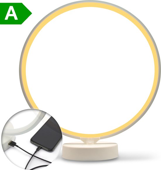 LIROMA® Daglichtlamp - Gratis Opberghoes - ⌀ 32 - USB poort - 10.000Lux - 3 Kleuren - Bureaulamp - Lichttherapielamp - Lichttherapie
