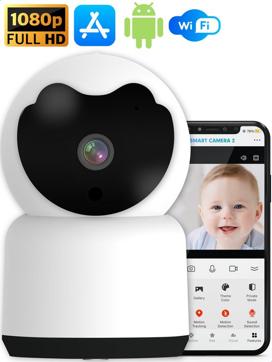 Moniteur bébé WiFi HD 1080P avec détection de son et de mouvement