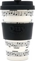 Quy Cup Gobelet de voyage écologique 400 ml - Opéra - Sans BPA - Fabriqué à partir de Bouteilles en PET recyclées avec couvercle en Siliconen noir