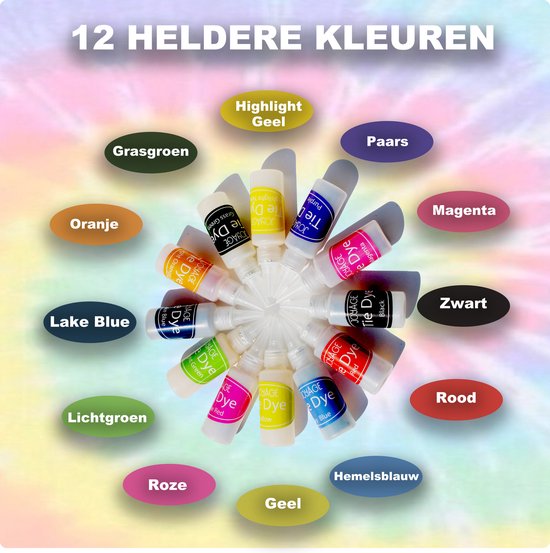 Tie Dye Kit - 12 couleurs - Ensemble de peinture tie dye - Kit complet Tie dye - Batik Peinture Paket - Peinture textile - Tie Dye Paint