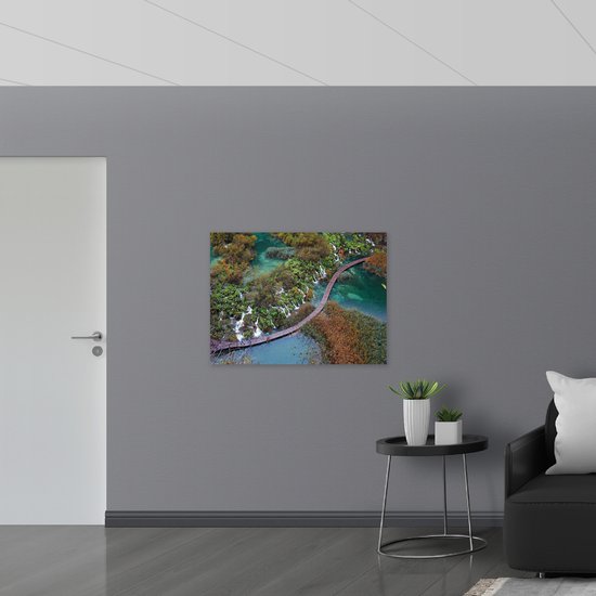 WallClassics - Toile - Pont entre Water envahie - 100x75 cm Photo sur Toile Peinture (Décoration murale sur Toile)