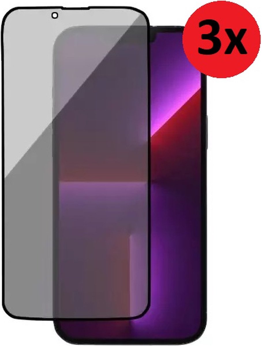MoDo screenprotector Geschikt voor iPhone 14 - Privacy glas - 3 stuks