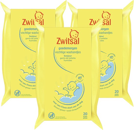 Zwitsal - Baby Washandjes Goedemorgen - 3 x 20st - Voordeelpack