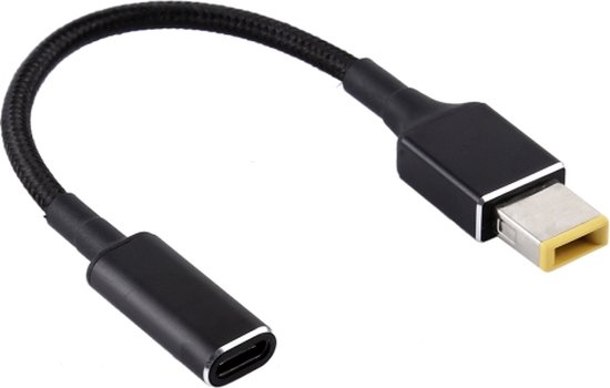 token Impasse toilet PD 100W 18,5-20V vierkante stekker naar USB-C / Type-C adapter nylon  gevlochten kabel... | bol.com