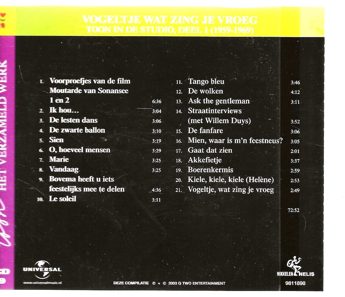 TOON HERMANS VOGELTJE WAT ZING JE VROEG, Toon Hermans Muziek