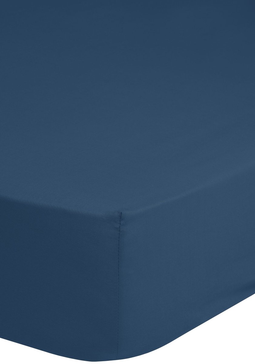 Good Morning hoeslaken effen kleur - 2 persoons 140x200 cm - Denim - 100% Katoen renforce