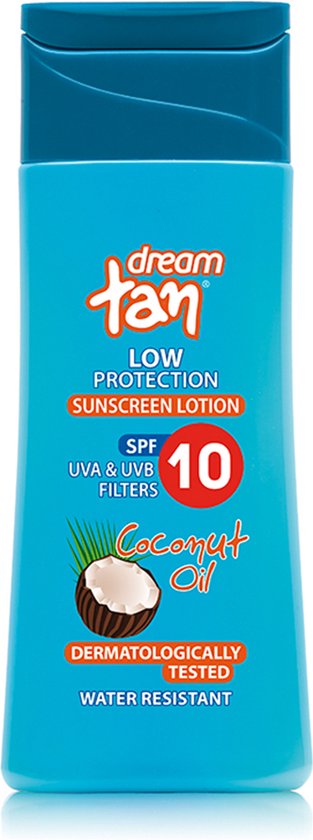 Zonnebrand Lotion Dream Tan Kokosnoot gemiddelde bescherming SPF 10 200ml | Melklotion