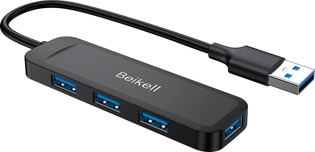 Beikell USB 3.0 Hub, 4-Port Ultra Slim USB Hub, Data Hub, Extra Light, Super Speed, for MacBook, MacBook Air/Pro/Mini, PS4, Surface Pro, Huawei MateBook, USB Flash Drives etc.