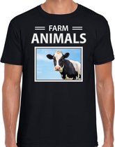 Dieren foto t-shirt Koe - zwart - heren - farm animals - cadeau shirt Koeien liefhebber M