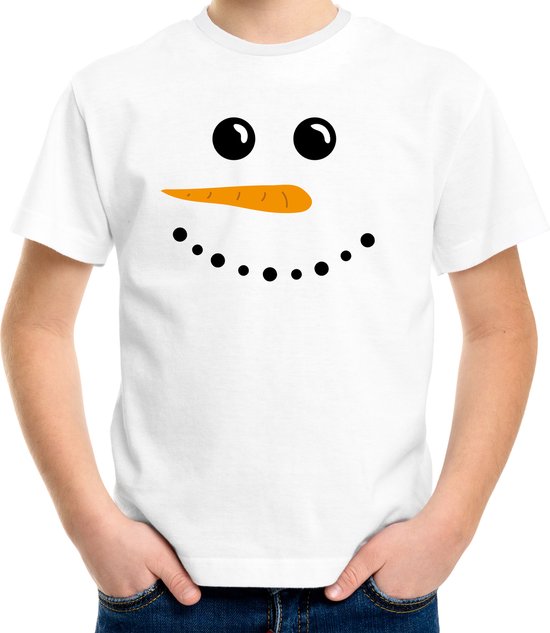 Sneeuwpop Kerst tshirt wit kinderen Kerstkleding / Kerst outfit