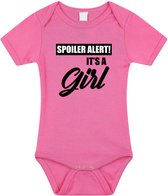 Spoiler alert girl gender reveal cadeau tekst baby rompertje roze meisjes - Kraamcadeau - Babykleding 92