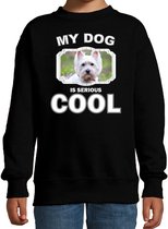 West terrier honden trui / sweater my dog is serious cool zwart - kinderen - West terriers liefhebber cadeau sweaters - kinderkleding / kleding 110/116