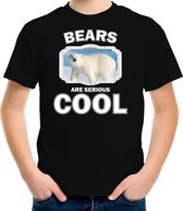 Dieren ijsberen t-shirt zwart kinderen - bears are serious cool shirt  jongens/ meisjes - cadeau shirt grote ijsbeer/ ijsberen liefhebber - kinderkleding / kleding 146/152