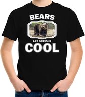 Dieren beren t-shirt zwart kinderen - bears are serious cool shirt  jongens/ meisjes - cadeau shirt bruine beer/ beren liefhebber - kinderkleding / kleding 110/116