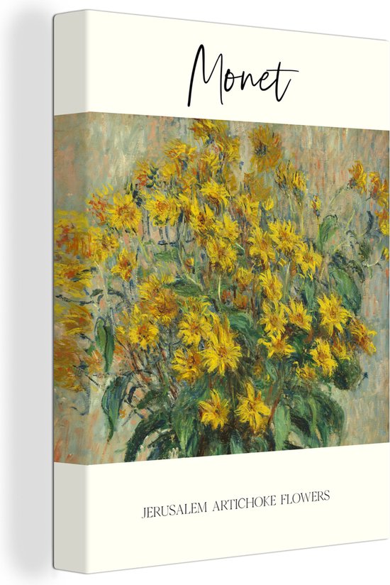 Oude Meesters sur Toile - 90x120 - Décoration murale Art - Monet - Peinture - Fleurs de topinambour