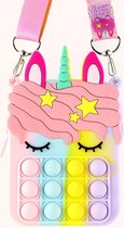 Pop-it fidget unicorn tasje - regenboog - 17x10 - anti stress - speelgoed