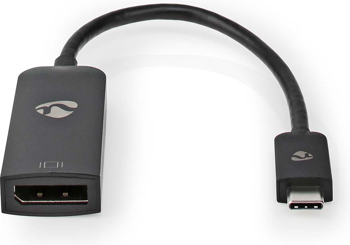 Nedis USB-C Adapter - USB 3.2 Gen 1 - USB-C Male - DisplayPort Female - 8K@30Hz - 0.20 m - Rond - Vernikkeld - PVC - Zwart - Doos
