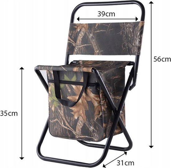 Vissersstoel Met Rugleuning En Thermische Zak - 56 x 39 x 31 cm - Opvouwbaar - Relaxdays - Groentinten van Merkloos — afbeelding 4