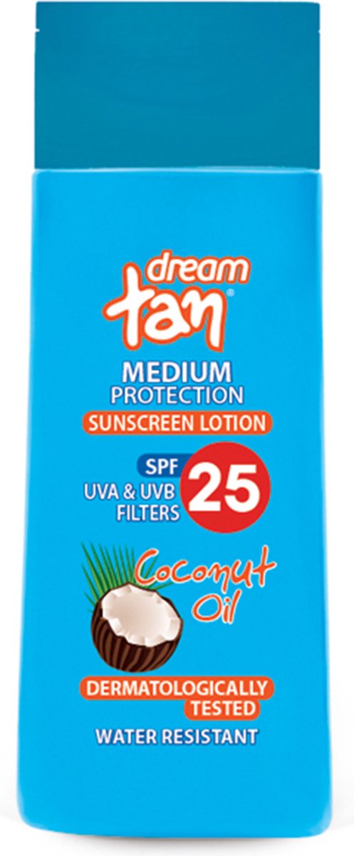 Zonnebrand Lotion Dream Tan Kokosnoot gemiddelde bescherming SPF 25 200ml | Melklotion