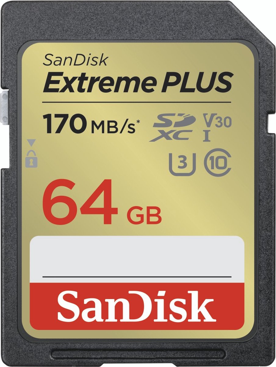 SanDisk Extreme PLUS SDXC-kaart 64 GB UHS-Class 3 Schokbestendig Waterdicht