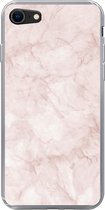 Geschikt voor iPhone SE 2022 hoesje - Marmer print - Rosé - Chic - Siliconen Telefoonhoesje