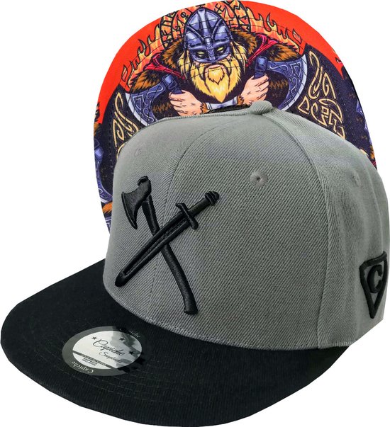 Capiche® Snapback pet Heren - The Viking - Unisex - Onesize - Sportcap - Baseball Cap - Mannen - Grijs - Cap - Petten - pet dames - petten heren