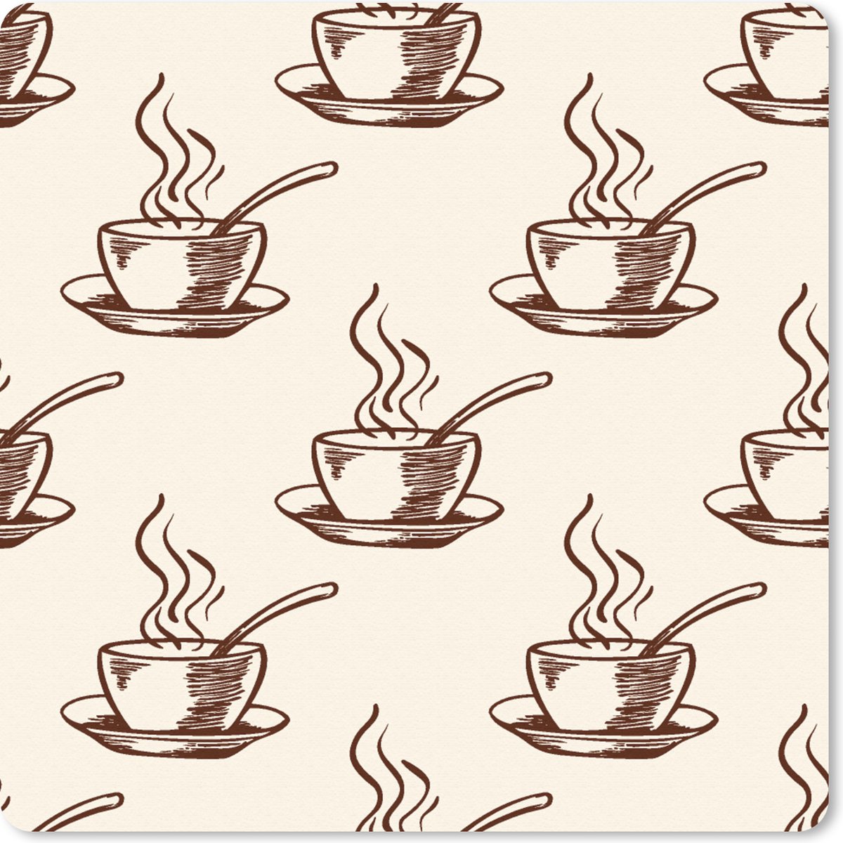 Muismat 30x30 cm - Mousepad Patronen - Vintage - Koffie - Muismatten