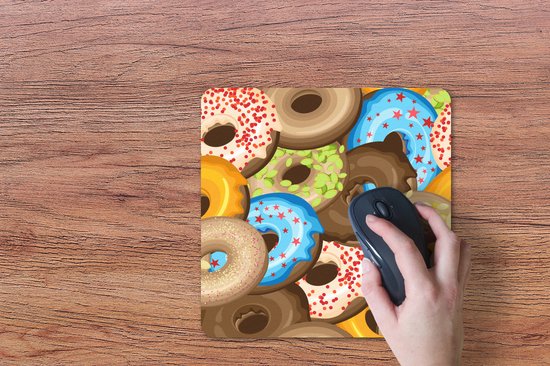 Muismat 30x30 cm - Mousepad Donuts - Patronen - Sterren - Muismatten