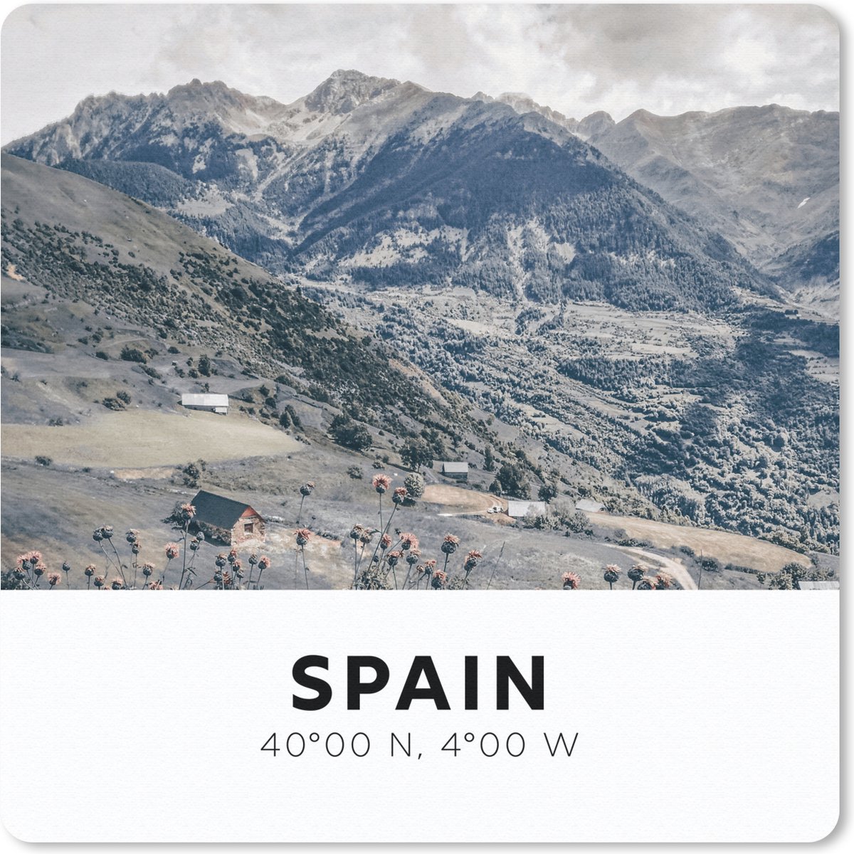 Muismat 30x30 cm - Mousepad Spanje - Bergen - Natuur - Muismatten