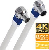 Hirschmann - Technetix Coax Kabel Ziggo.nl & Telenet.be TV kabel 15 meter Class A+ TV Coax Kabel 4k Ultra HD Coaxkabel IEC 4G Proof Antennekabel Male (KOSWI 5) to Female (KOKWI 5) Haaks Wit