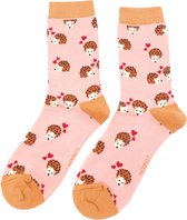 Miss Sparrow dames sokken egels en hartjes - dusky pink - egeltjes - cadeautje - leuke sokken - schattige sokken